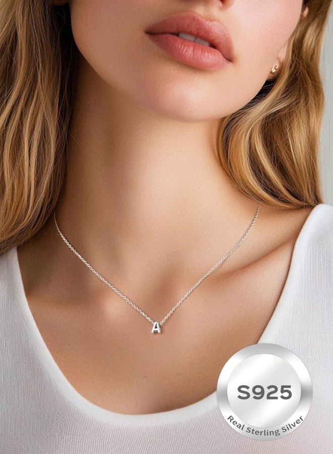 ChicSilver Small Initial Necklace/Earrings 925 Sterling Silver Dainty Personalized A-Z Letter Jewelry Gift for Women Girls Kids, Silver/Gold (with Gift Box) - Image 3