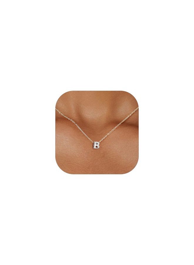 ChicSilver Small Initial Necklace/Earrings 925 Sterling Silver Dainty Personalized A-Z Letter Jewelry Gift for Women Girls Kids, Silver/Gold (with Gift Box) - Image 1