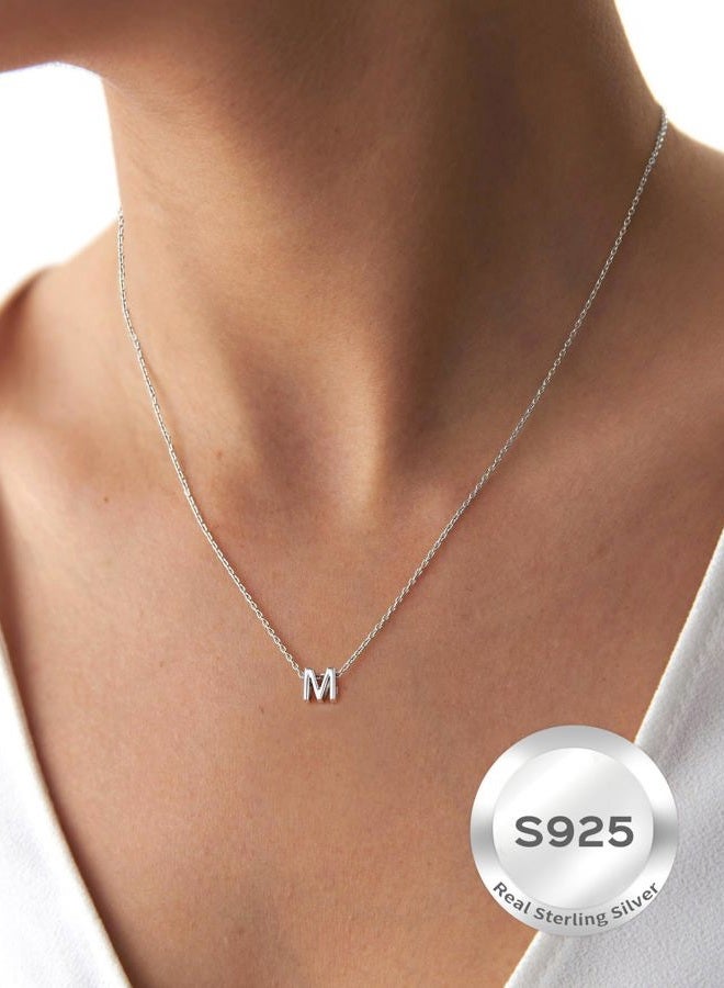 ChicSilver Small Initial Necklace/Earrings 925 Sterling Silver Dainty Personalized A-Z Letter Jewelry Gift for Women Girls Kids, Silver/Gold (with Gift Box) - Image 2