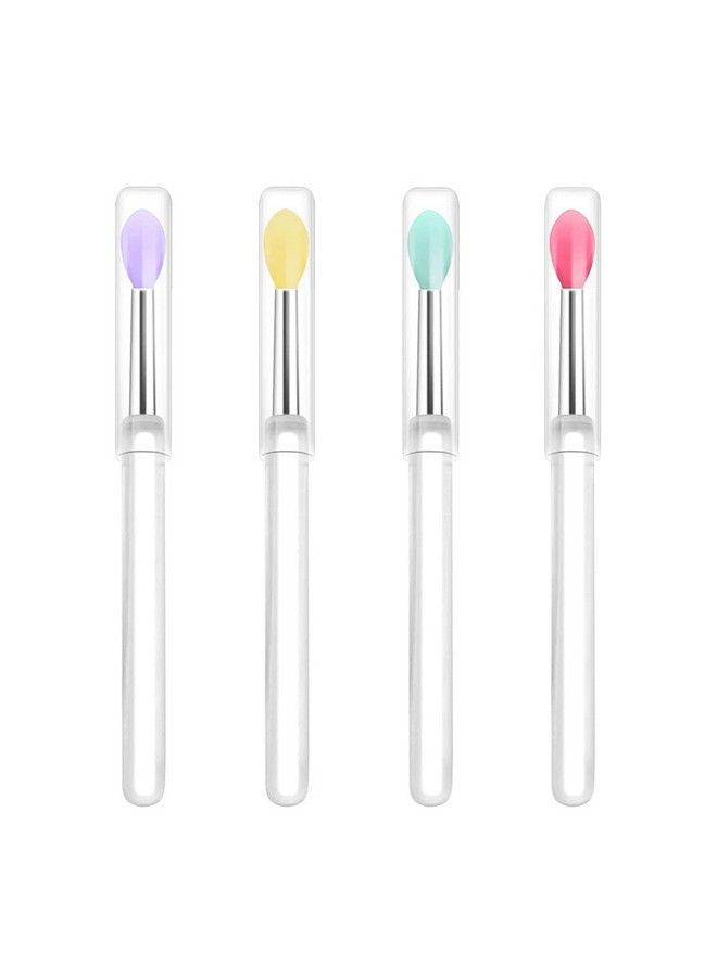 LORMAY Silicone Lip Brushes With Transparent Handles And Caps Perfect Applicators For Cream Lip Mask Eyeshadow And Lipstick (4Pcs Multicolor) - Image 1