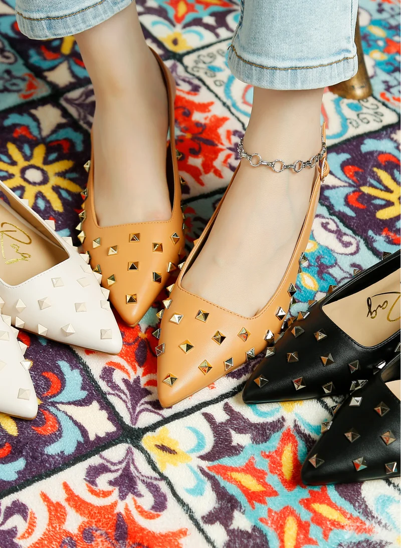 London Rag Stud Embellished Kitten Heels in Black