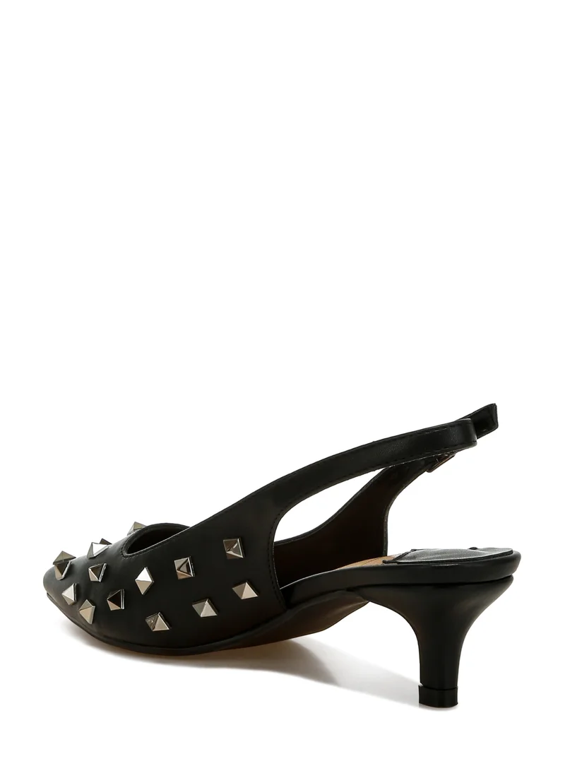 London Rag Stud Embellished Kitten Heels in Black