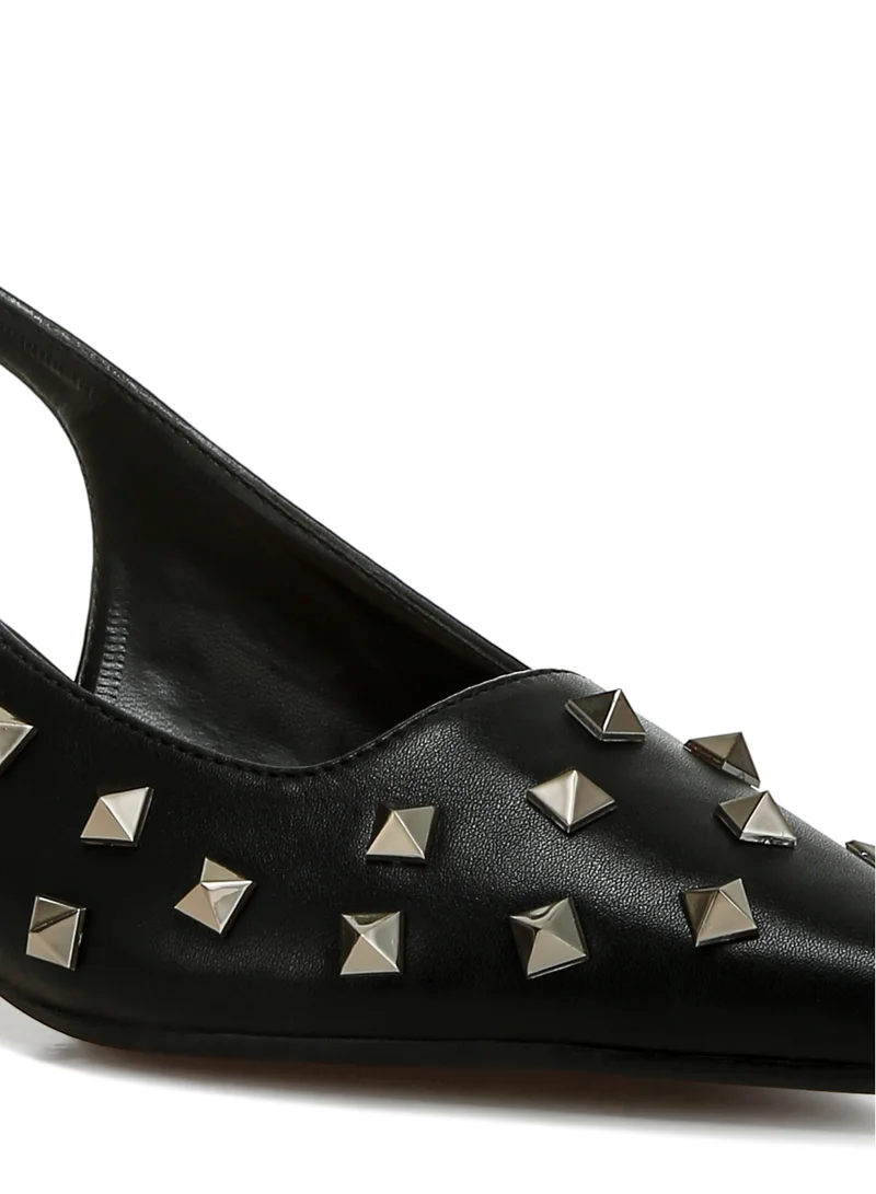 London Rag Stud Embellished Kitten Heels in Black