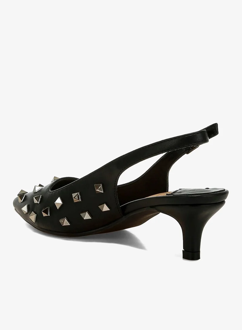 London Rag Stud Embellished Kitten Heels in Black