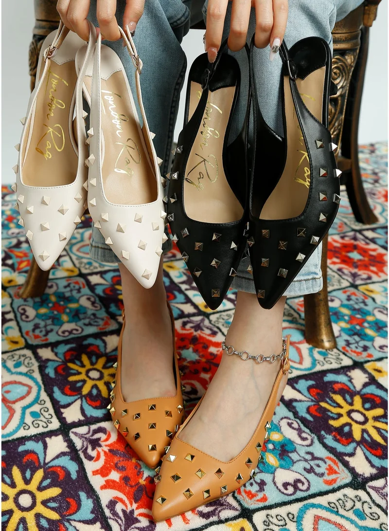 London Rag Stud Embellished Kitten Heels in Black