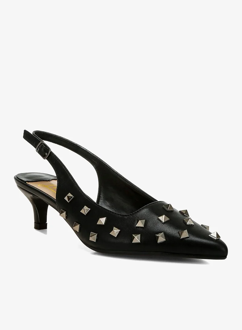 London Rag Black Stud Embellished Kitten Heels in Black for Women | Best Price UAE