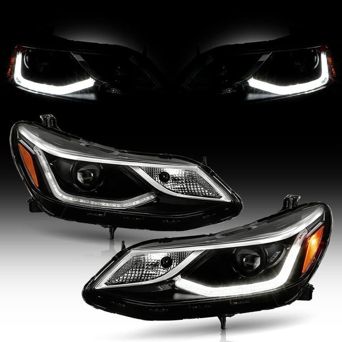 Crystal Upgrade Led Tube Projector Headlights For 2016-2019 Chevy Cruze - Driver & Passenger Side
