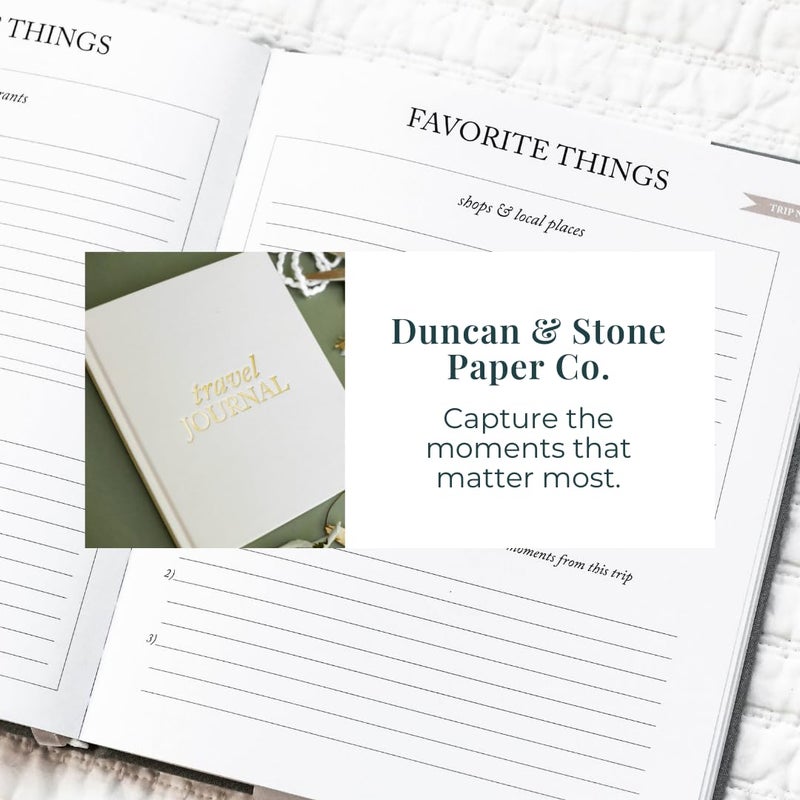 DUNCAN & STONE PAPER CO. Travel Journals - Elegant Journaling Notebook To Record All Your Travel Fun, & More - 110 Page Linen Hardcover Journal For Up To 15 Trips (Sage Green) - Image 5