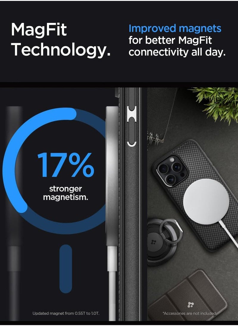 Spigen - غطاء حماية Mag Armor MagFit لهاتف iPhone 15 Pro Max مع MagSafe - أسود مطفي - Image 1