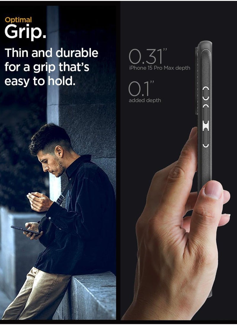 Spigen - غطاء حماية Mag Armor MagFit لهاتف iPhone 15 Pro Max مع MagSafe - أسود مطفي - Image 1