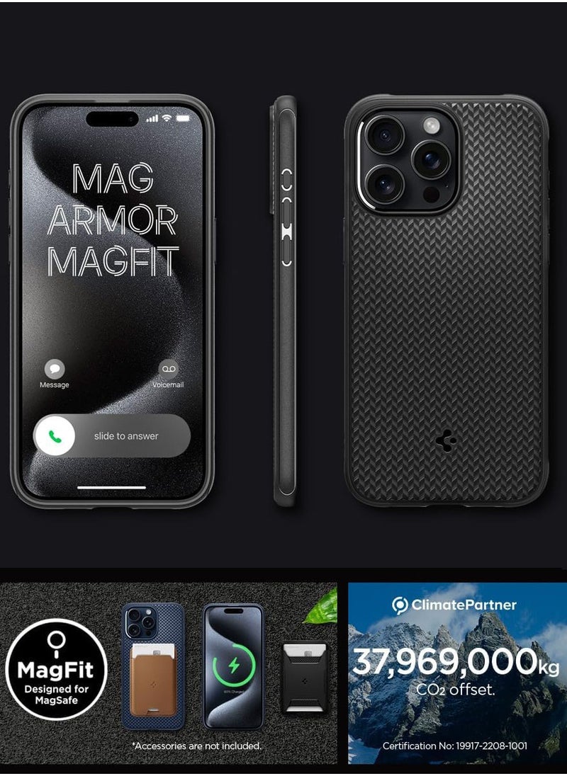 Spigen - غطاء حماية Mag Armor MagFit لهاتف iPhone 15 Pro Max مع MagSafe - أسود مطفي - Image 1