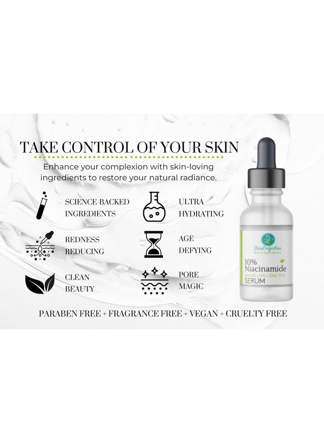 Skin Perfection Niacinamide Serum 10% Niacin Hyaluronic Acid Sodium Hyaluronate Serum Vitamin B3 Zinc Pca Dark Spot Remover Face Dark Spot Corrector 1 Oz  - Image 3