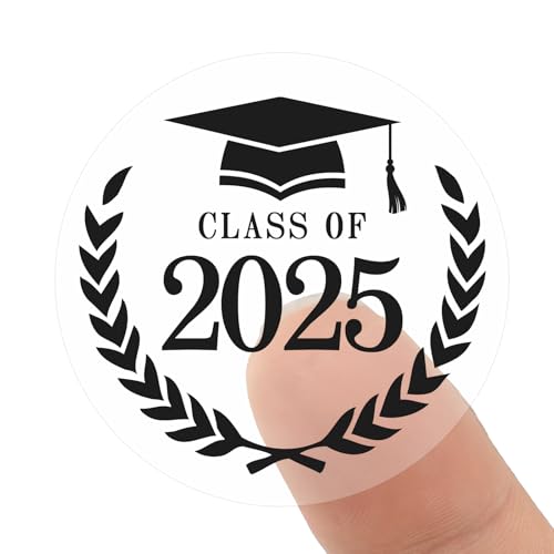 Anwyll Graduation Stickers 2025 - Black Class of 2025 Stickers 120Pcs 1.6Inch Graduation Envelope Seal Label Sticker Self-Adhesive Congrats Grad Cap Hat Sticker for Senior College Grad Party Favor - Image 1