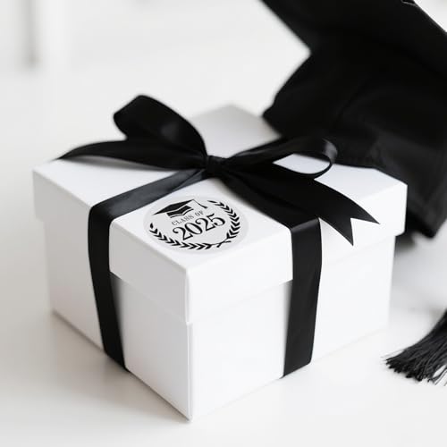 Anwyll Graduation Stickers 2025 - Black Class of 2025 Stickers 120Pcs 1.6Inch Graduation Envelope Seal Label Sticker Self-Adhesive Congrats Grad Cap Hat Sticker for Senior College Grad Party Favor - Image 4