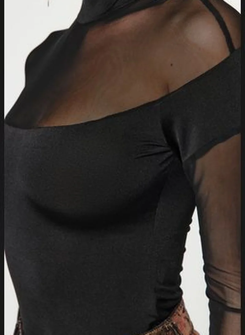 trendyol Black Knitted Fitted Bodysuit TPRAW24BD00031