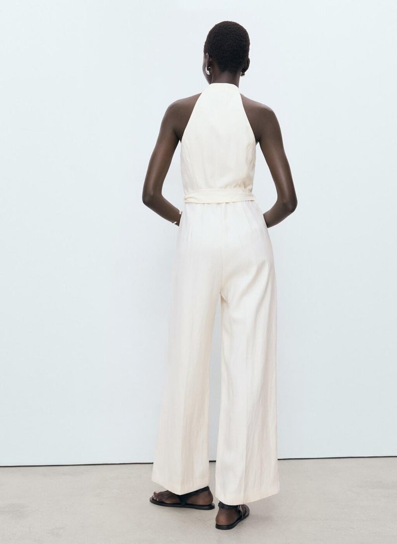 MANGO Halter-Neck Jumpsuit With Belt - Image 2