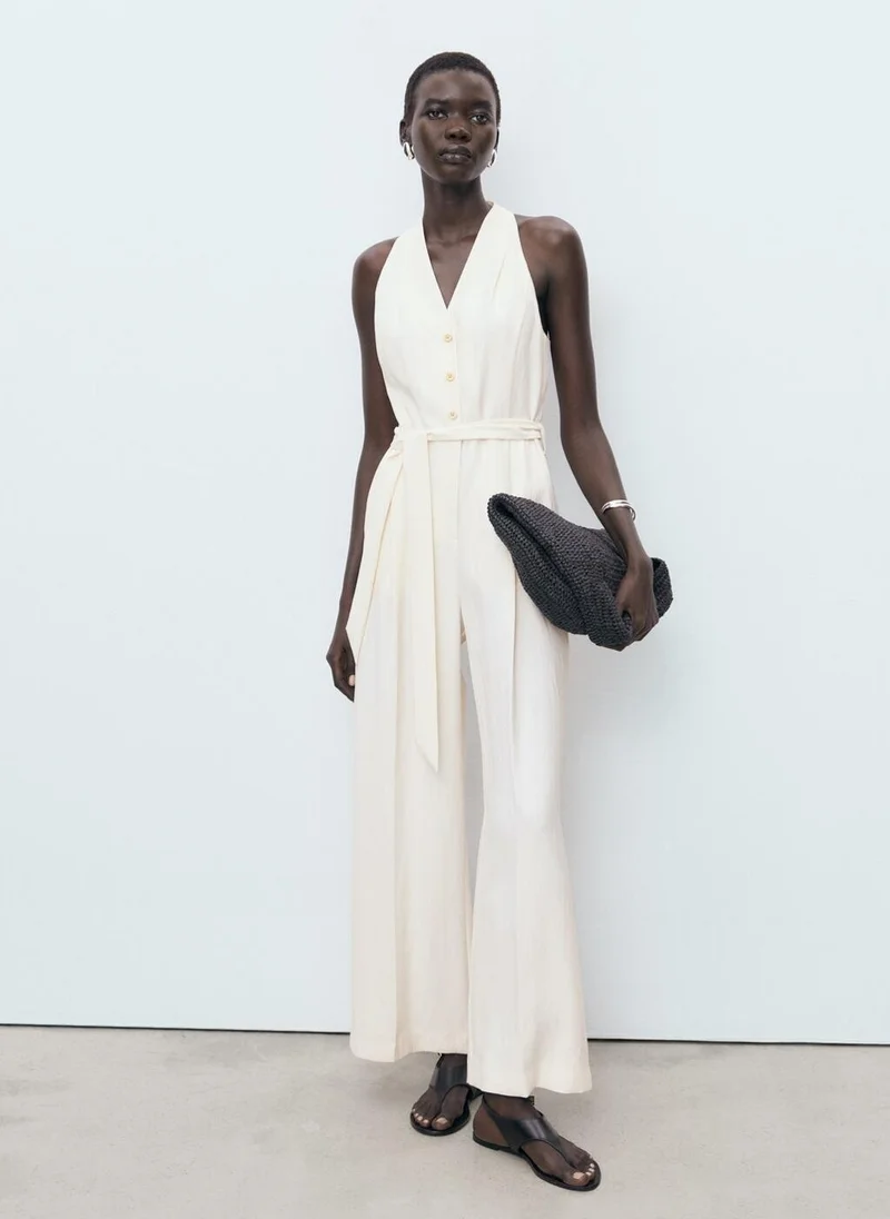 MANGO Halter-Neck Jumpsuit With Belt