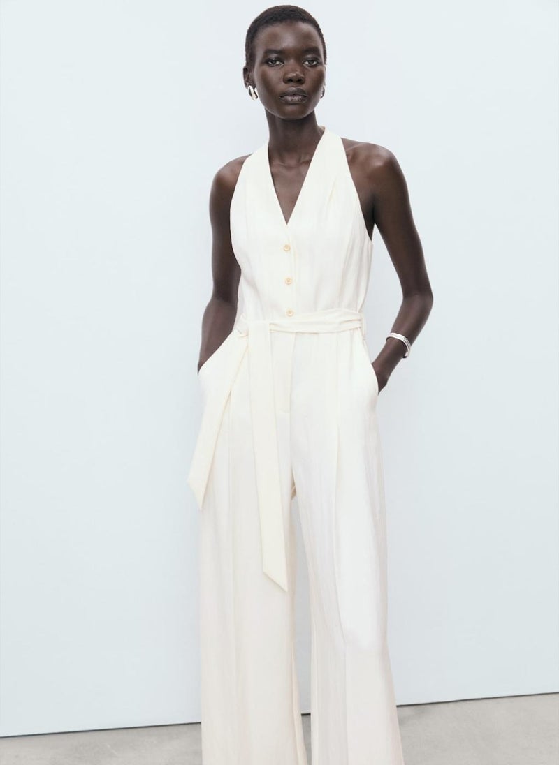 MANGO Halter-Neck Jumpsuit With Belt - Image 5