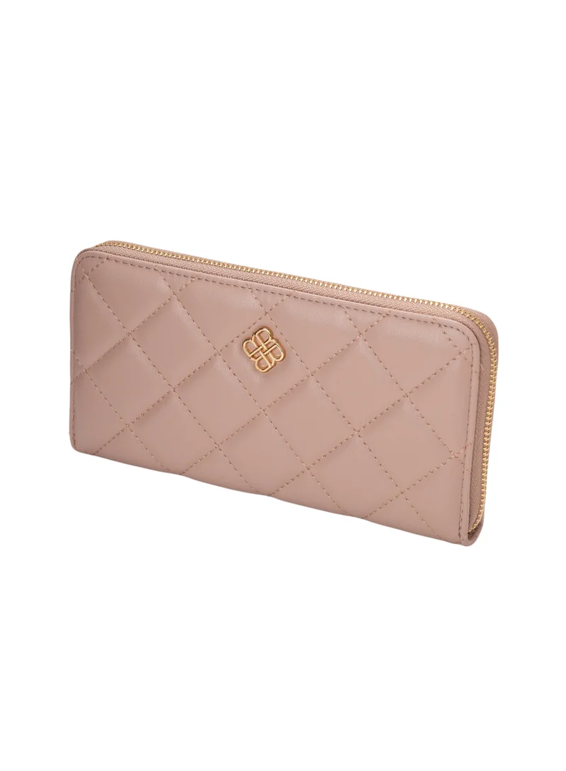 Bata Quilted Zipper Wallet Pink