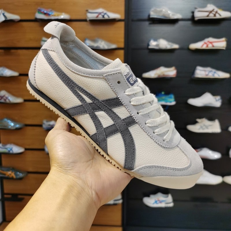 أونيتسوكا تايجر جلد طبيعي من الطبقة الأولى أحذية Onitsuka Tiger T-Toe سلسلة Mexic66 كلاسيكية رجعية للأزواج - Image 1