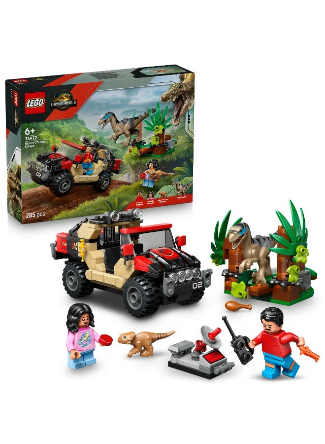 LEGO Jurassic World Raptor Off-Road Escape 76972 Toy Building Set - Image 1