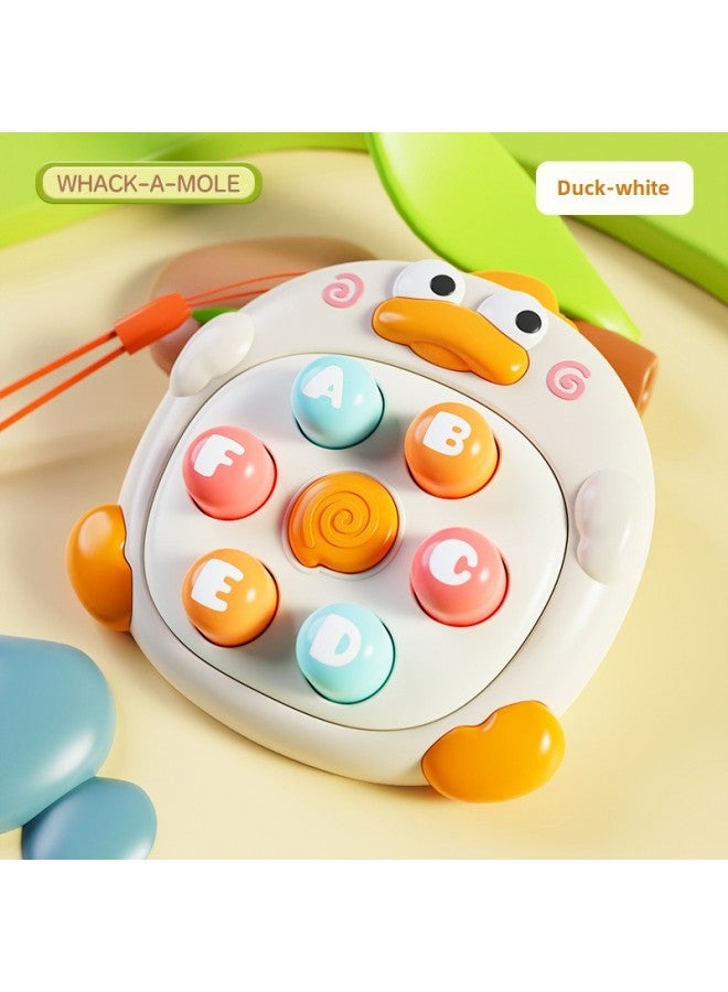 Palm Cute Duck Hit Hamster Decompression Toy Baby Puzzle Press Music Baby Mini Cute Parent-Child Interactive Puzzle-Color:[adorable Duck White] Beat Gophers By Press Music-send Lanyard Bag - Image 1