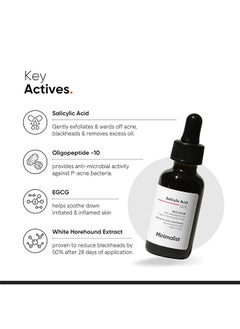 MINIMALIST 2% Salicylic Acid Face Serum, Treat Blackheads and Pimples, Reduce Oily Skin, Mild Exfoliating Essence - 30ML  - Image 2