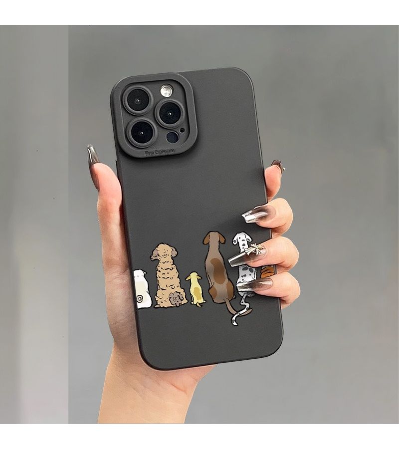 Black Full Coverage Phone Case For iPhone 15 Plus Dog Silhouette Pattern Drop Proof Precise Cutouts High Value Aesthetic Fashionable - Image 2