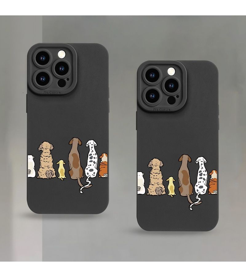 Black Full Coverage Phone Case For iPhone 15 Plus Dog Silhouette Pattern Drop Proof Precise Cutouts High Value Aesthetic Fashionable - Image 5
