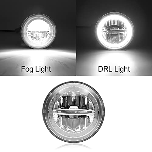 Mynoway LED DRL Daytime Running Fog Lights Assembly Replacement for 2003-2009 H2, White Halo Ring DRL Driving Lamp + Fog Lamp Kit, Replace OE 15060533, 15258697, 15205899 - Image 2