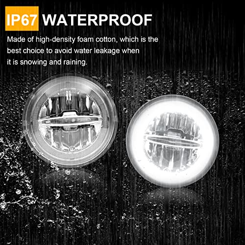 Mynoway LED DRL Daytime Running Fog Lights Assembly Replacement for 2003-2009 H2, White Halo Ring DRL Driving Lamp + Fog Lamp Kit, Replace OE 15060533, 15258697, 15205899 - Image 5