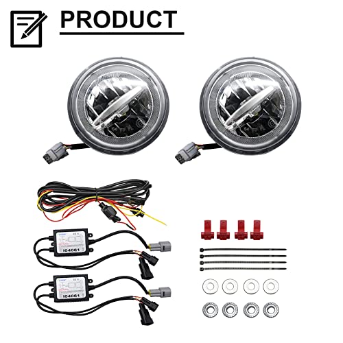 Mynoway LED DRL Daytime Running Fog Lights Assembly Replacement for 2003-2009 H2, White Halo Ring DRL Driving Lamp + Fog Lamp Kit, Replace OE 15060533, 15258697, 15205899 - Image 3