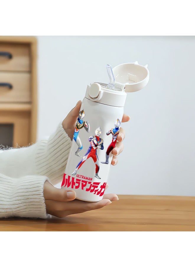 Ultraman Children's Vacuum Cup Boy Food Grade 304 Straw Water Cup Primary School School Special Cup Drop-resistant