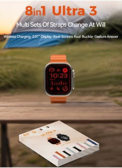 Ultra 2.01-inch High-Definition Smart Watch Set, with 8 interchangeable straps to match your mood, taking care of both your health and entertainment  - Image 1