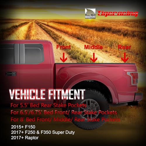 Tigeracing Tie Down Anchors Retractable Truck Bed Top Side D Ring Compatible with 2015-2025 F150 / 2017-2025 F250 F350 Super Duty / 2017-2025 Raptor - 3000 LBS Capacity of 2 - Image 2
