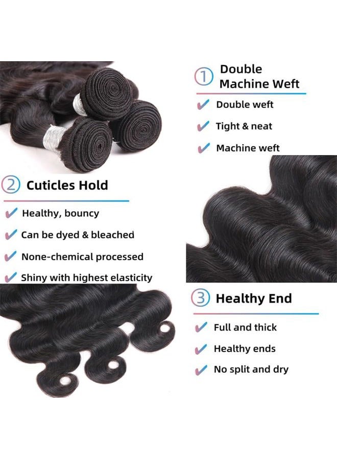 Superfect Brazilian Human Hair Bundles 18 20 22 Inch Body Wave Bundles Human Hair 12A 100% Unprocessed Virgin Hair Weave 3 Bundles Deals Human Hair Natural Black Color (18 20 22, Body Wave 3 Bundles) - Image 3