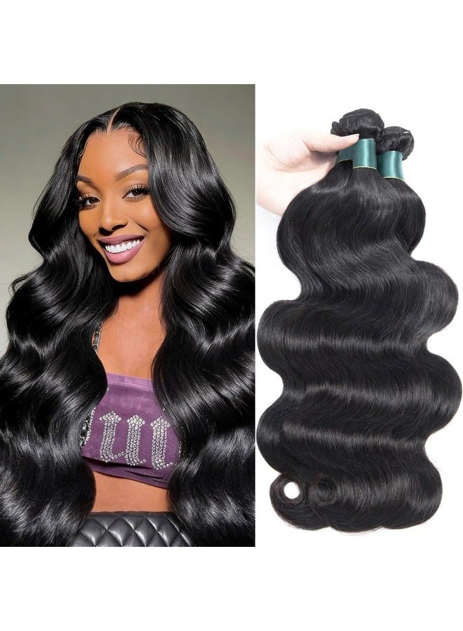 Superfect Brazilian Human Hair Bundles 18 20 22 Inch Body Wave Bundles Human Hair 12A 100% Unprocessed Virgin Hair Weave 3 Bundles Deals Human Hair Natural Black Color (18 20 22, Body Wave 3 Bundles) - Image 1