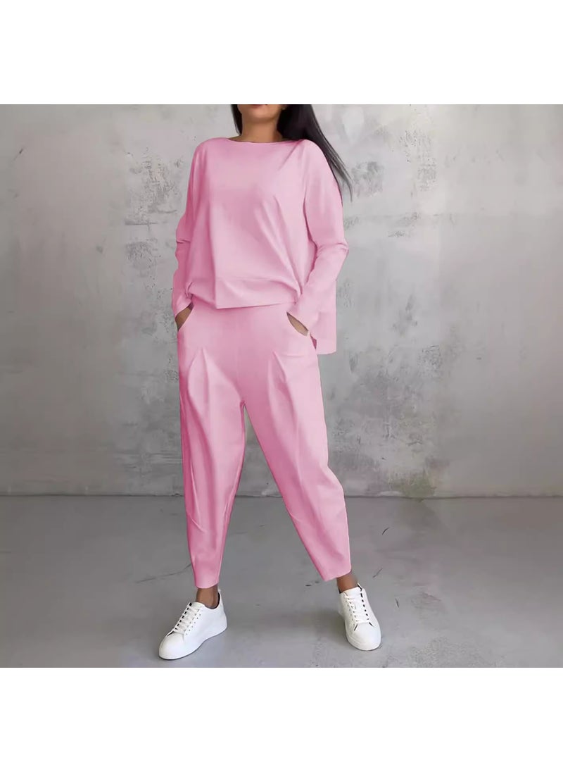 2024 Casual Solid Color Womens Tracksuit Set White