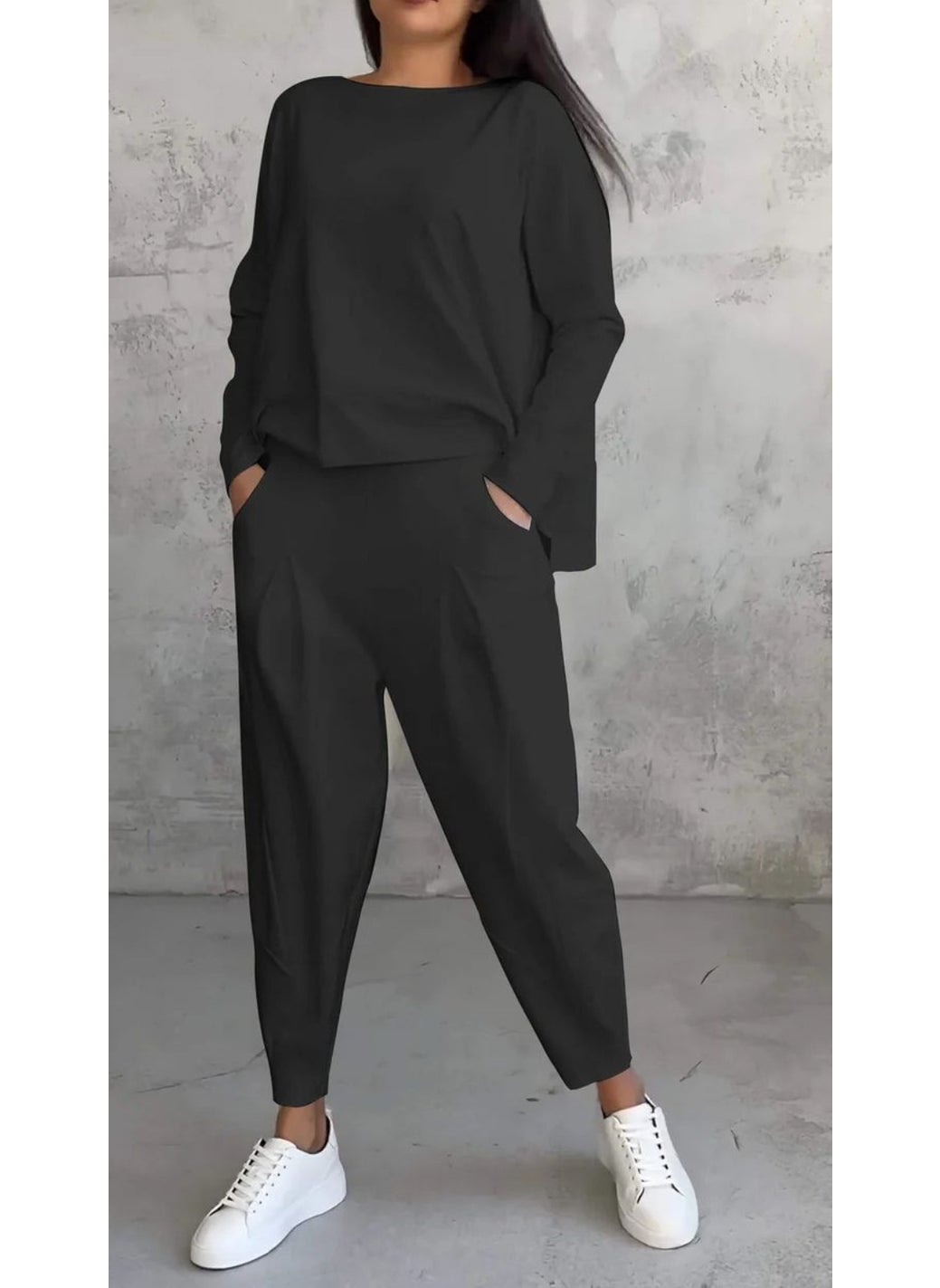 2024 Casual Solid Color Womens Tracksuit Set White
