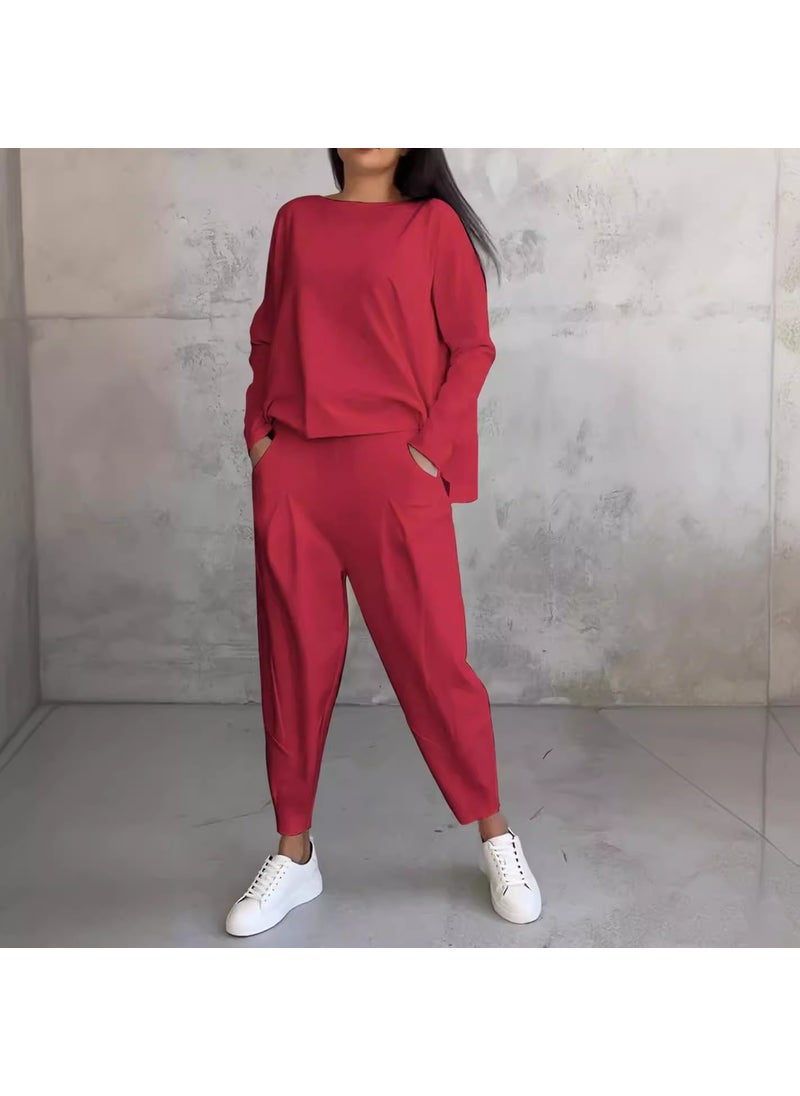 2024 Casual Solid Color Womens Tracksuit Set White