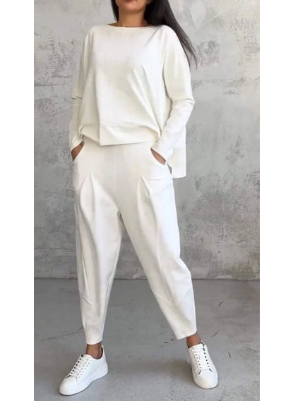 2024 Casual Solid Color Womens Tracksuit Set White - pzsku/ZCE44D1EB8222347CE750Z/45/1746231395/5c9c37eb-98ea-4d65-9439-e4269eac378d