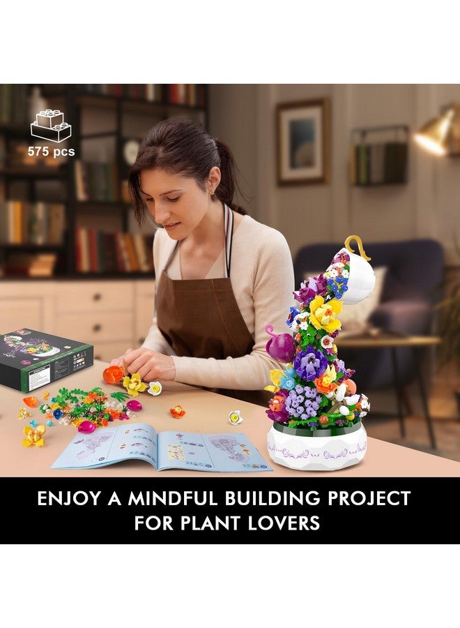 HOGOKIDS Flowers Music Box Building Block Kit with Light- 571PCS Mother's Day Decoration Rotating Music Box Building Blocks Set | Botanical Collection Birthday Gift for Girls Boys Adults Kids Ages 6+ - Image 4