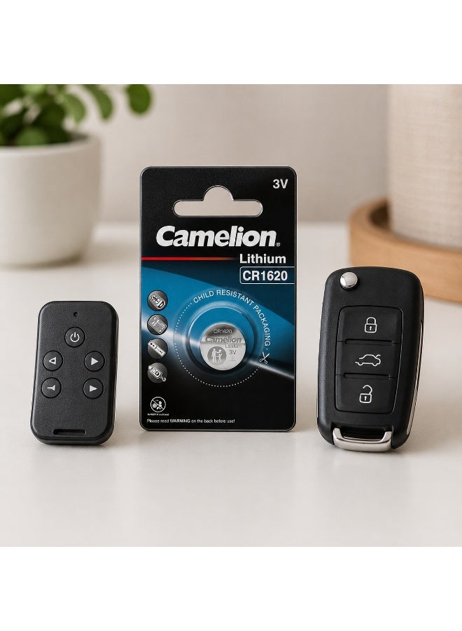 Camelion CR1620 3V Lithium Coin Cell Battery for Car Key Fobs, Calculators & Electronics - Image 4