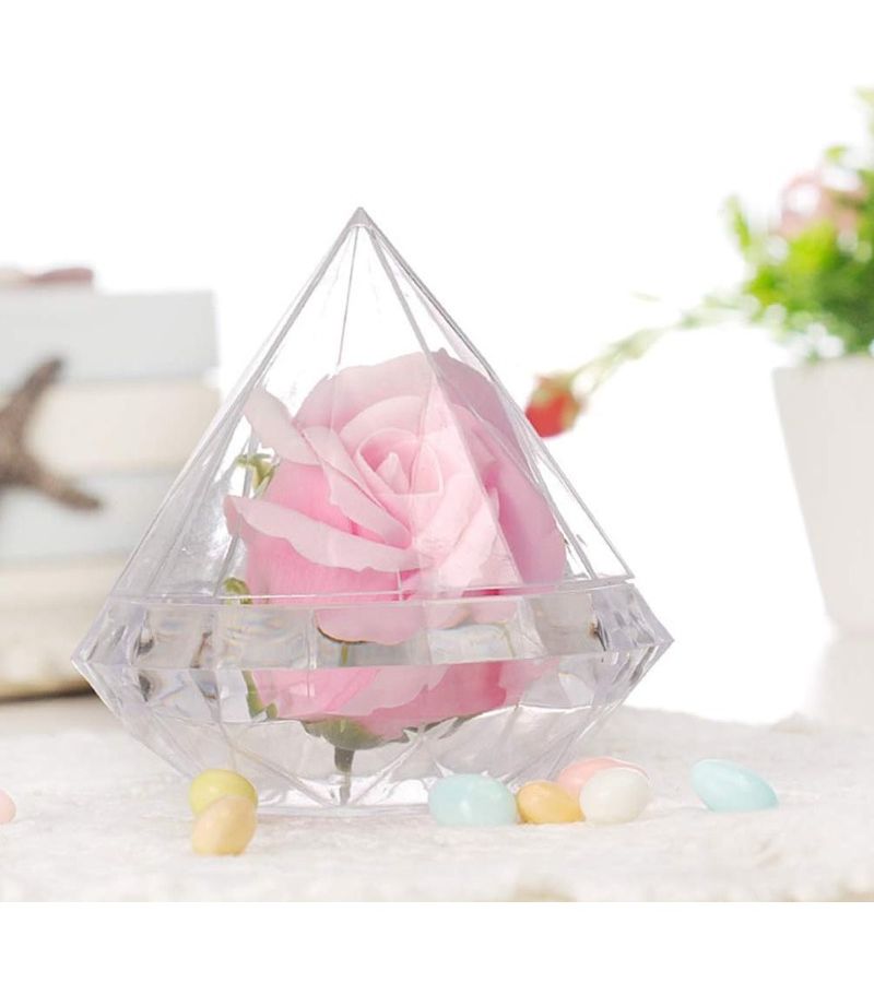 15 Clear Plastic Diamond Gift Boxes With Lids For Weddings Party Favors - Image 4
