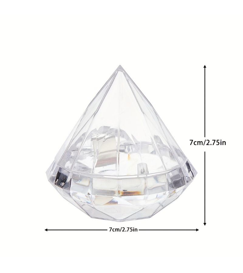 15 Clear Plastic Diamond Gift Boxes With Lids For Weddings Party Favors - Image 2