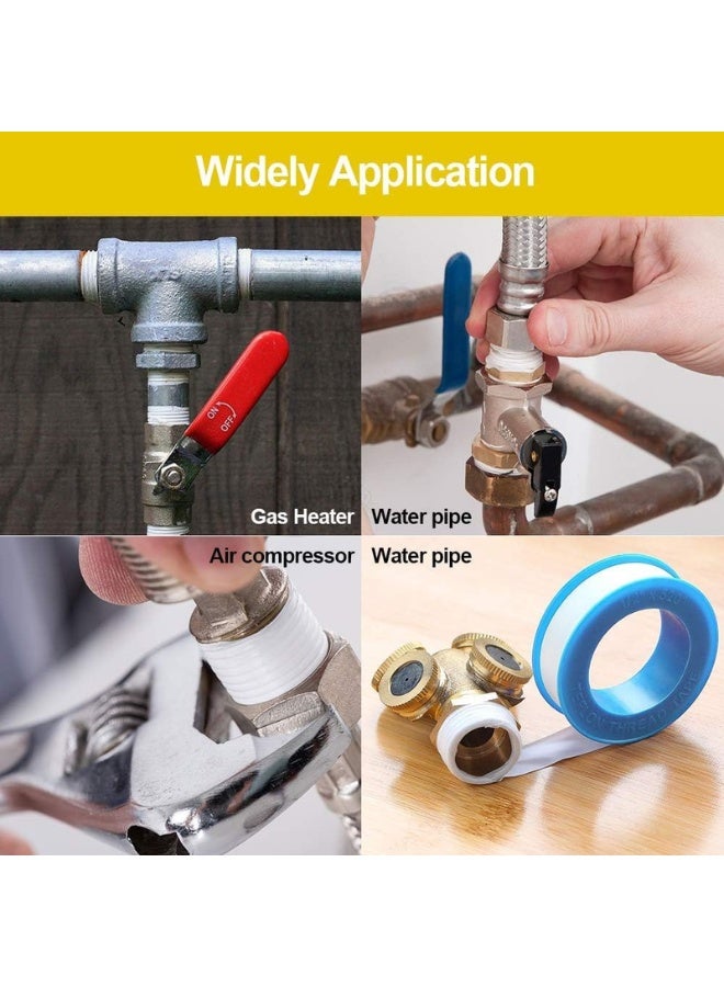 Teflon Tape, Thread Seal Tapes，PTFE Thread Seal Tape for Plumbers Sealant Tape for Leak Water Pipe Thread 1/2 inch x 500 inch (5 Pack/White) - Image 3