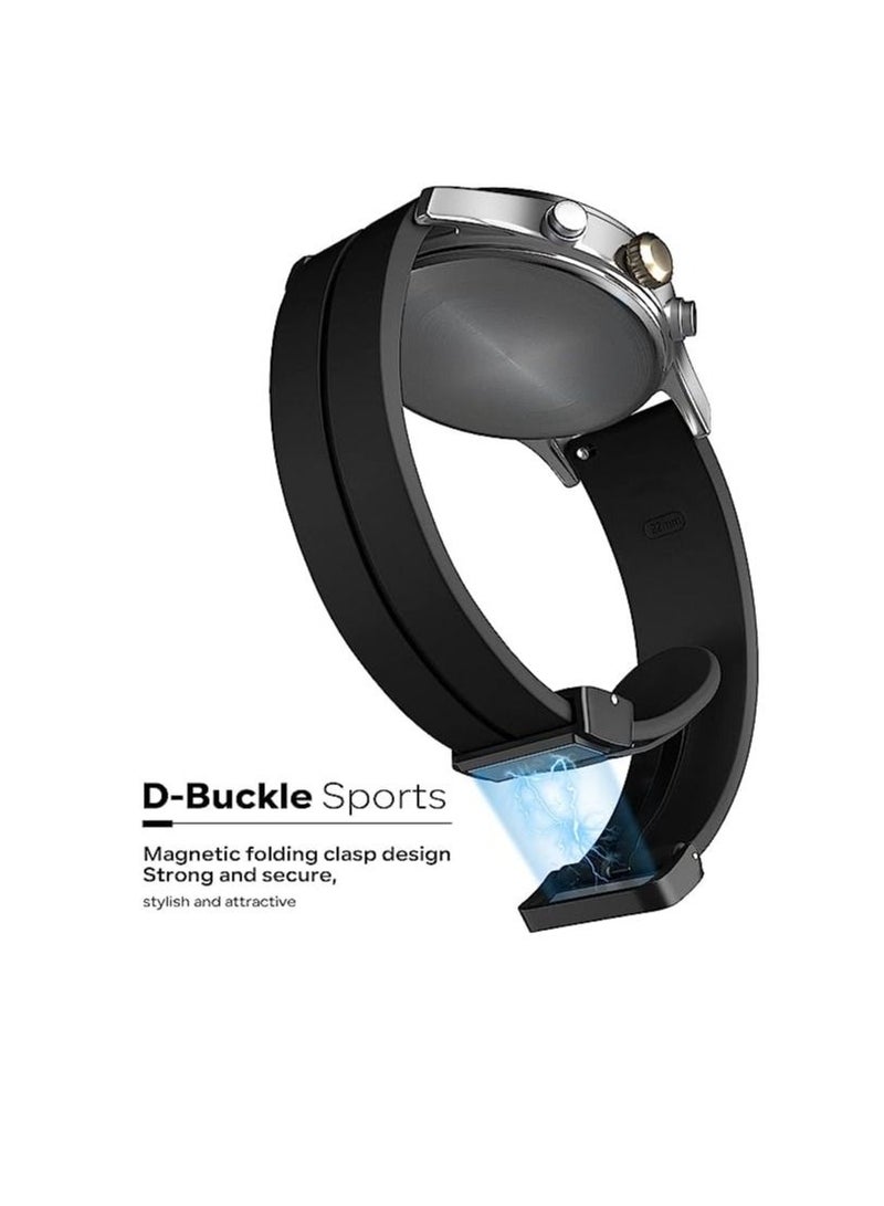 22mm Silicone Strap With Magnetic Folding Buckle For Xiaomi Amazfit GTR 2 Strap Sport - Black - Image 3