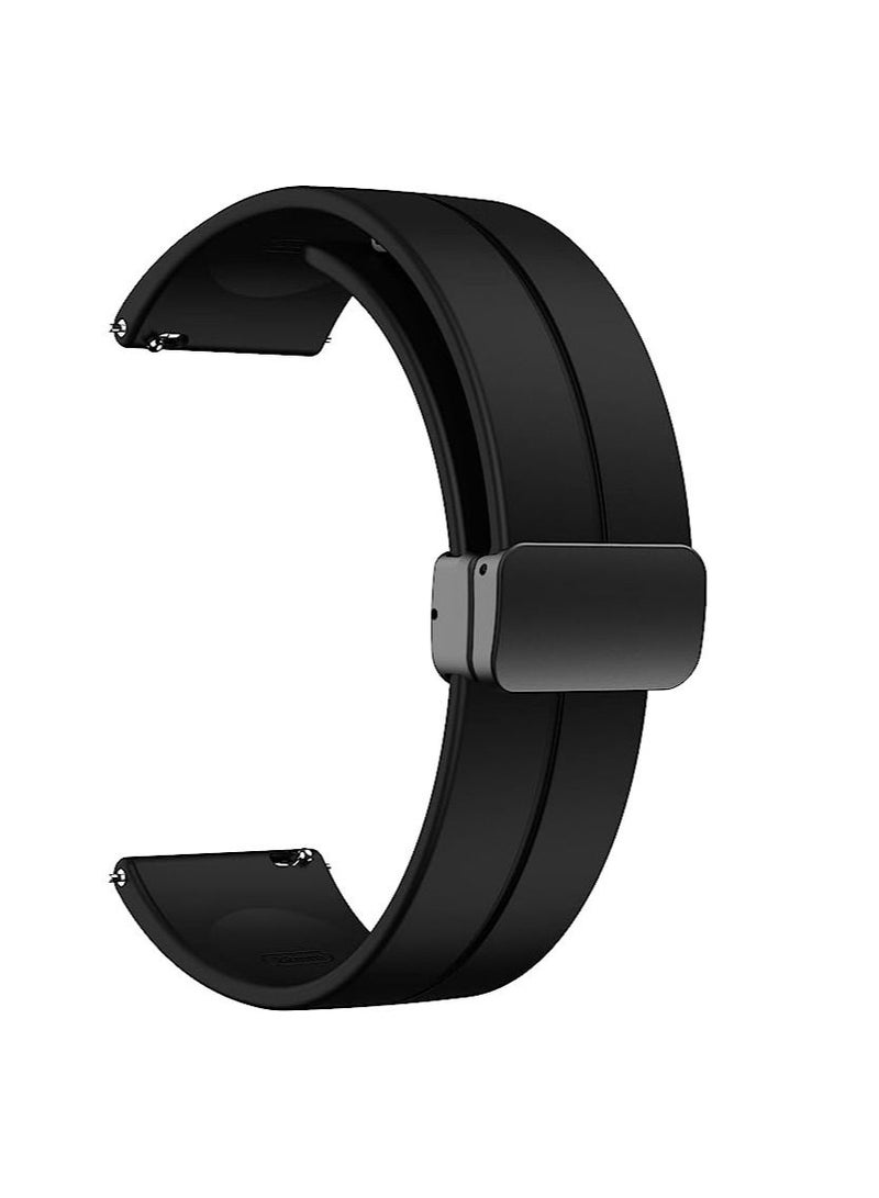 22mm Silicone Strap With Magnetic Folding Buckle For Xiaomi Amazfit GTR 2 Strap Sport - Black - Image 1