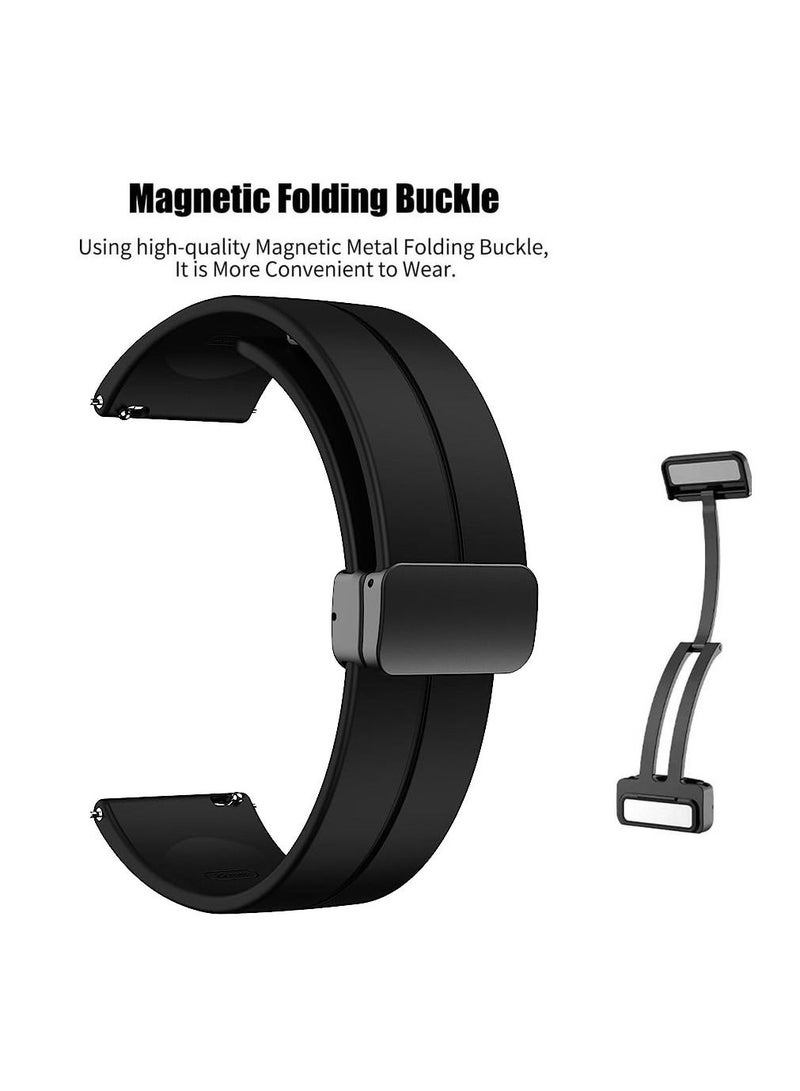 22mm Silicone Strap With Magnetic Folding Buckle For Xiaomi Amazfit GTR 2 Strap Sport - Black - Image 2