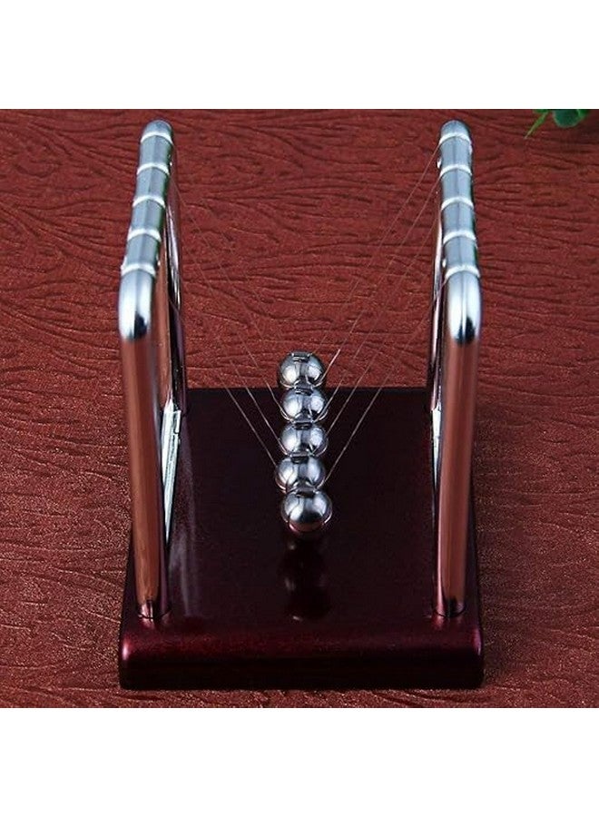 بريمسونس بندول مهد نيوتن من بريمسونز® - لعبة معدنية كبيرة متحركة باستمرار | كرات تصادم متأرجحة متوازنة بقاعدة بلاستيكية مصقولة وخيوط من النايلون | تمثال صغير لتزيين المكتب والمنزل (كستنائي) - Image 3